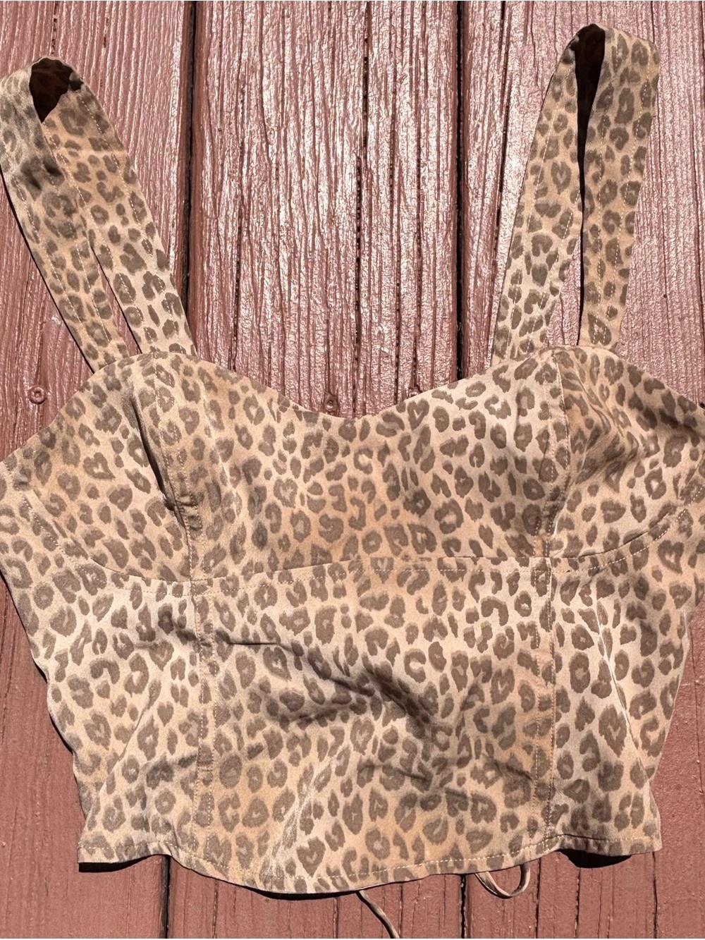 Victoria's Secret S PINK Animal Leopard Print Cropped Corset Style Tank Top